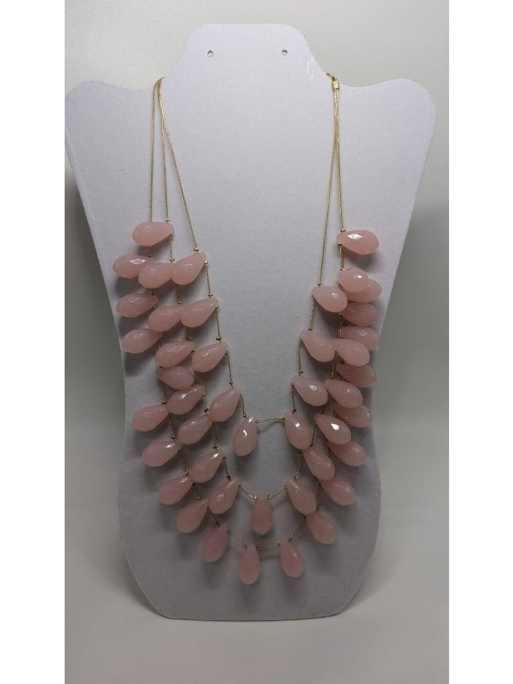 INC Gold/Pink 3-Strand Teardrop Bead Statement Necklace